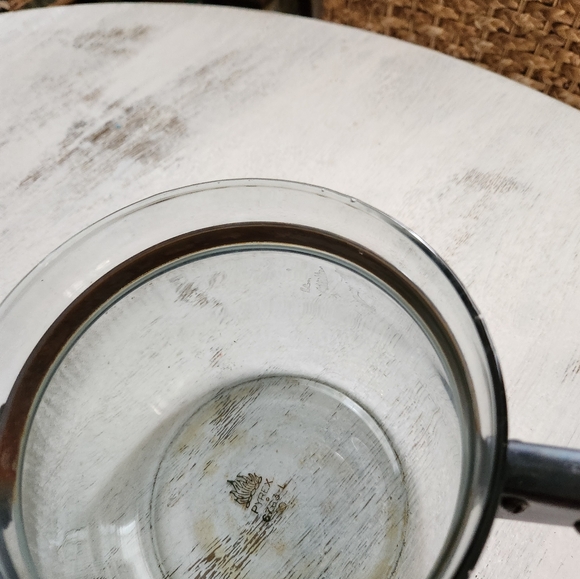 Vintage Pyrex Blue Tint Clear Glass Boiler With Lid Flame Ware 6763L 1.5 Quart - Picture 3 of 4